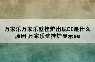 万家乐万家乐壁挂炉出现EE是什么原因 万家乐壁挂炉显示ee